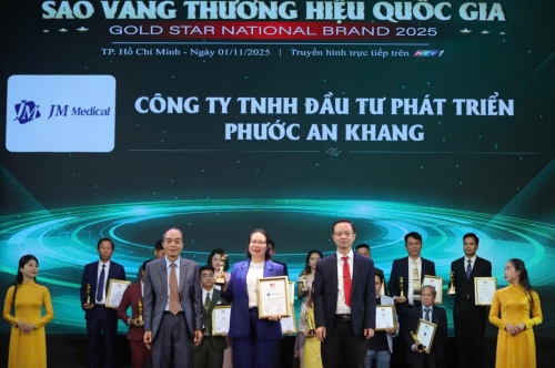 CÔNG TY TNHH ĐẦU TƯ PHÁT TRIỂN PHƯỚC AN KHANG VINH DỰ NHẬN GIẢI THƯỞNG “SAO VÀNG THƯƠNG HIỆU QUỐC GIA 2025”